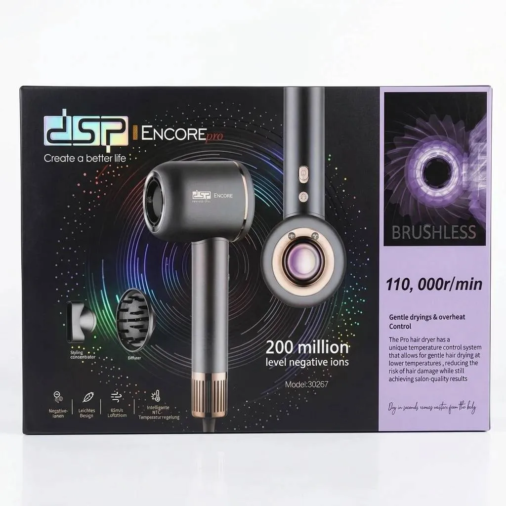 سشوار حرفه‌ای DSP Encore Pro مدل 30267 با تکنولوژی 200 میلیون یون منفی