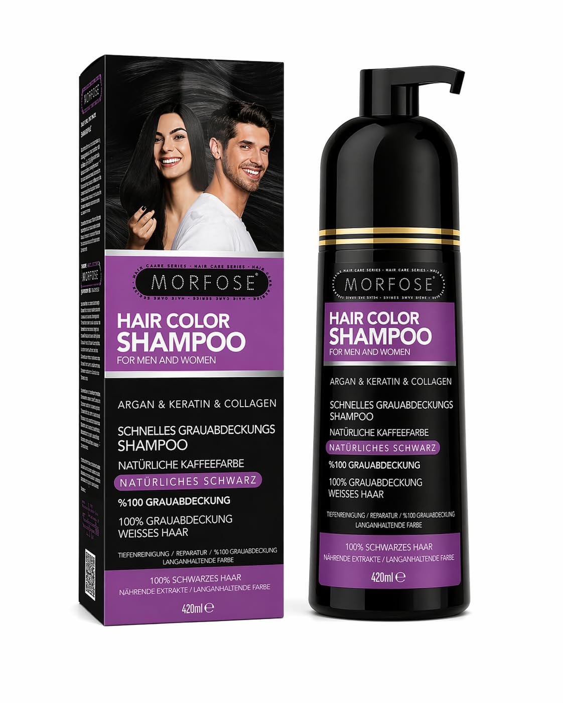 شامپو رنگ مورفوس مدل NATURAL BLACK رنگ مشکی طبیعی حجم 420 میل